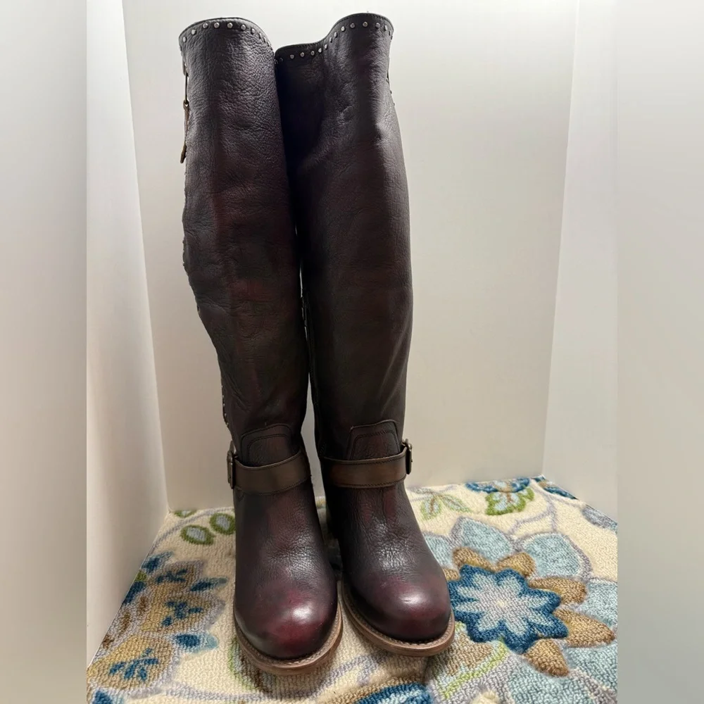 Freebird Tall Knee High Side Zip Boots Burgundy 11 NWT - Picture 2 of 8
